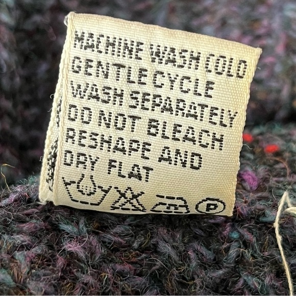 Vintage Italian Wool Sweater Mens Medium Blue Patchwork Cable Knit 90s - Picture 5 of 13